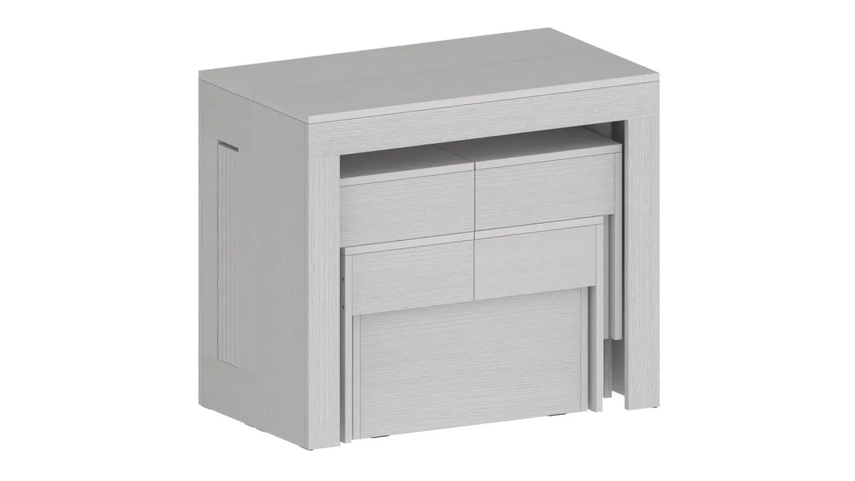 Panche > Dmora Panca estensibile da pranzo bianca lucida 290x25x45h cm - Quedan Bianco