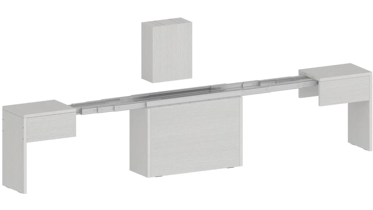 Panche > Dmora Panca estensibile da pranzo bianca lucida 290x25x45h cm - Quedan Bianco