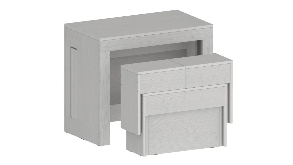 Panche > Dmora Panca estensibile da pranzo bianca lucida 290x25x45h cm - Quedan Bianco