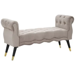 Panche > Dmora Panca Grigio Nero in Velluto, con Braccioli e Dettagli Dorati Materiale Struttura in Tessuto 120x40x60h cm, Colore Seduta Grigio - Humahu Nero, Grigio