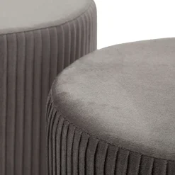 Panca Grigio Scuro oro con due Sgabelli, Panca Contenitore Materiale Struttura in Metallo 80x37x42h cm, Colore Seduta Grigio - Soroti