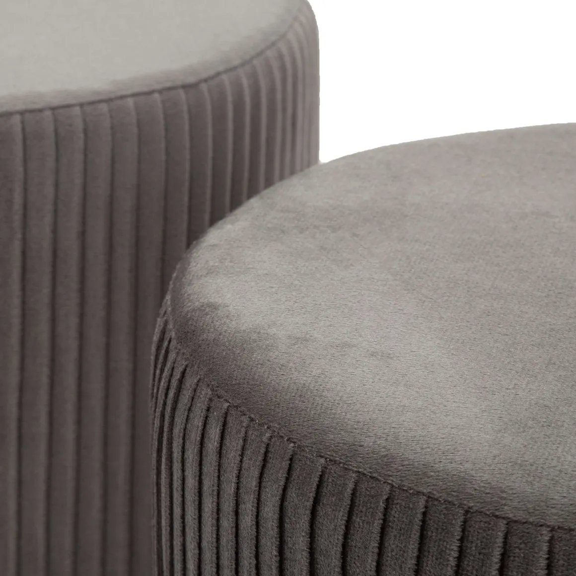 Panca Grigio Scuro oro con due Sgabelli, Panca Contenitore Materiale Struttura in Metallo 80x37x42h cm, Colore Seduta Grigio - Soroti