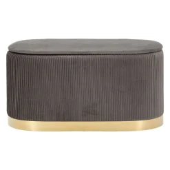 Panca Grigio Scuro oro con due Sgabelli, Panca Contenitore Materiale Struttura in Metallo 80x37x42h cm, Colore Seduta Grigio - Soroti