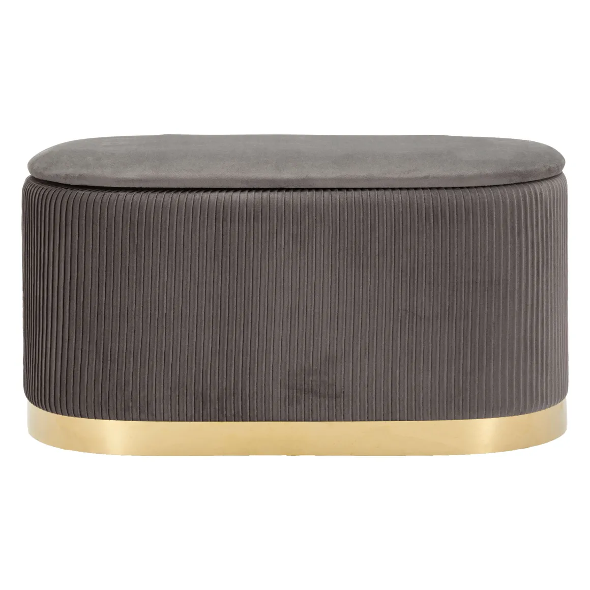 Panca Grigio Scuro oro con due Sgabelli, Panca Contenitore Materiale Struttura in Metallo 80x37x42h cm, Colore Seduta Grigio - Soroti