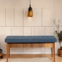Panche > Dmora Panca Marrone Noce blu Peso Supportato 130 kg Colore Struttura blu 110x40x48h cm, Altezza Seduta 48 cm - Arielli Blu, Marrone Noce
