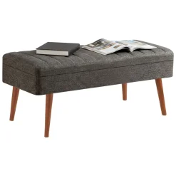 Panche|Salotto > Dmora Panca Marrone Noce Nero Antracite Peso Supportato 130 kg Colore Struttura Nero 105x40x49h cm, Altezza Seduta 40 cm - Falcon Nero Antracite, Marrone Noce