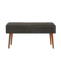 Panche|Salotto > Dmora Panca Marrone Noce Nero Antracite Peso Supportato 130 kg Colore Struttura Nero 105x40x49h cm, Altezza Seduta 40 cm - Falcon Nero Antracite, Marrone Noce
