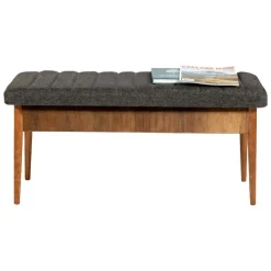 Panca Marrone Noce Nero Antracite Peso Supportato 130 kg Colore Struttura Nero 110x40x48h cm, Altezza Seduta 48 cm - Arielli