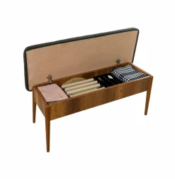 Panca Marrone Noce Nero Antracite Peso Supportato 130 kg Colore Struttura Nero 110x40x48h cm, Altezza Seduta 48 cm - Arielli