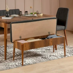 Panca Marrone Noce Nero Antracite Peso Supportato 130 kg Colore Struttura Nero 110x40x48h cm, Altezza Seduta 48 cm - Arielli