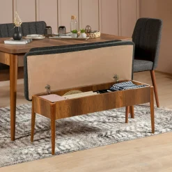 Panca Marrone Noce Nero Antracite Peso Supportato 150 kg Colore Struttura Nero 110x40x85h cm, Altezza Seduta 48 cm - Salento