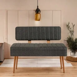 Panca Marrone Quercia Nero Antracite Peso Supportato 150 kg Colore Struttura Nero 105x40x85h cm, Altezza Seduta 40 cm - Barthelemy