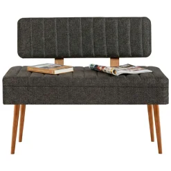 Panca Marrone Quercia Nero Antracite Peso Supportato 150 kg Colore Struttura Nero 105x40x85h cm, Altezza Seduta 40 cm - Barthelemy