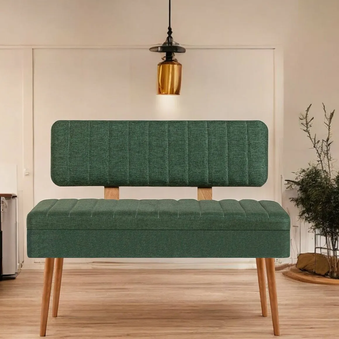 Panca Marrone Quercia Verde Peso Supportato 150 kg Colore Struttura Verde 105x40x85h cm, Altezza Seduta 40 cm - Barthelemy