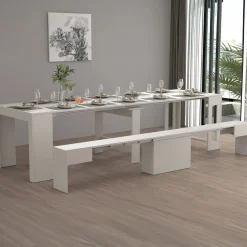 Panca moderna estensibile bianca 290x25x45h cm - Yutu