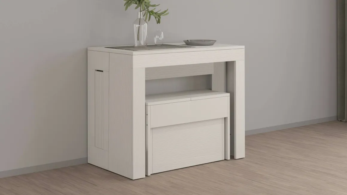 Panca moderna estensibile bianca 290x25x45h cm - Yutu