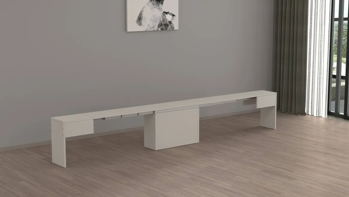 Panca moderna estensibile bianca 290x25x45h cm - Yutu
