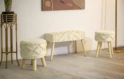 Panche > Dmora Panca piccola bianca 66x34x42h cm - Art Bianco