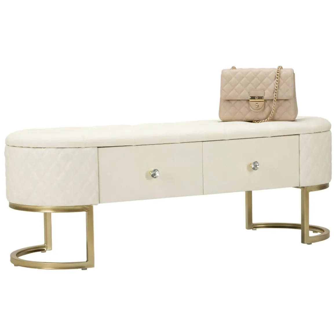 Panca shabby bianca e oro 120x40x43h cm - Golfo