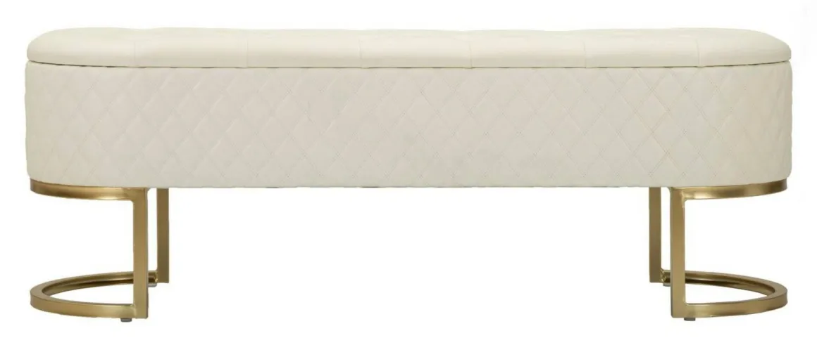 Panca shabby bianca e oro 120x40x43h cm - Golfo