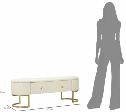 Panca shabby bianca e oro 120x40x43h cm - Golfo