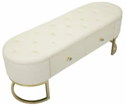 Panca shabby bianca e oro 120x40x43h cm - Golfo