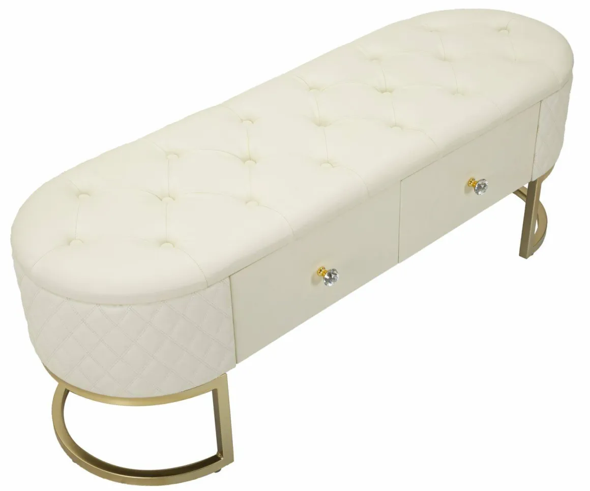 Panca shabby bianca e oro 120x40x43h cm - Golfo
