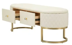 Panca shabby bianca e oro 120x40x43h cm - Golfo