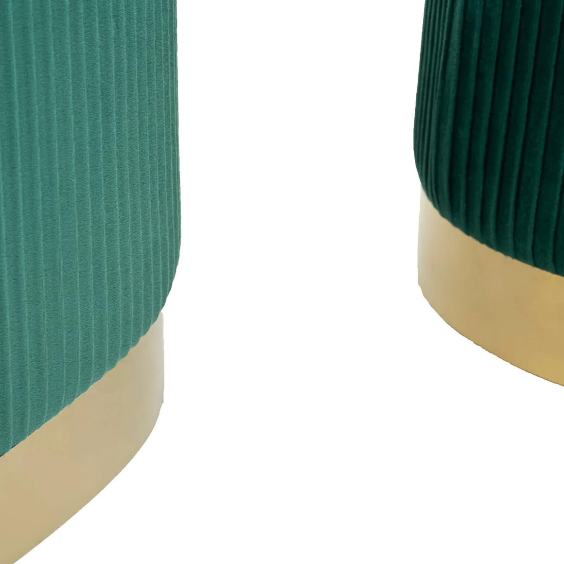 Panca Verde oro con due Sgabelli, Panca Contenitore Materiale Struttura in Metallo 80x37x42h cm, Colore Seduta Verde - Soroti