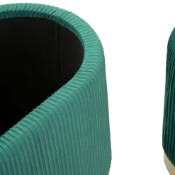 Panca Verde oro con due Sgabelli, Panca Contenitore Materiale Struttura in Metallo 80x37x42h cm, Colore Seduta Verde - Soroti