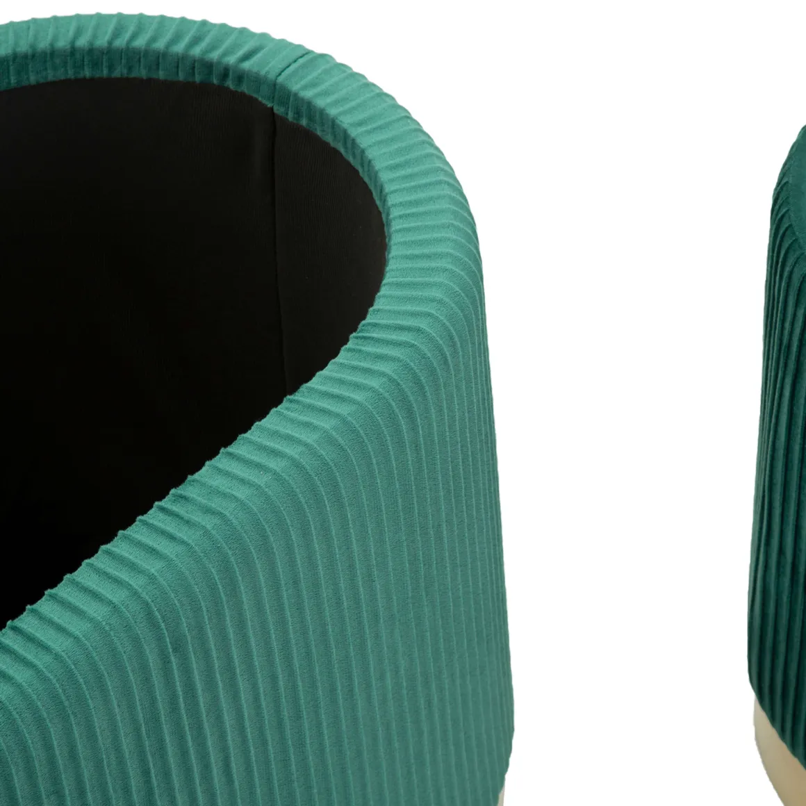 Panca Verde oro con due Sgabelli, Panca Contenitore Materiale Struttura in Metallo 80x37x42h cm, Colore Seduta Verde - Soroti
