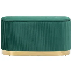 Panca Verde oro con due Sgabelli, Panca Contenitore Materiale Struttura in Metallo 80x37x42h cm, Colore Seduta Verde - Soroti