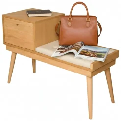 Panche|Outdoor > Dmora Panchetta decorativa quercia e crema 40x105x45h cm - Asolo Bianco Crema, Marrone Quercia