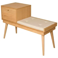 Panche|Outdoor > Dmora Panchetta decorativa quercia e crema 40x105x45h cm - Asolo Bianco Crema, Marrone Quercia