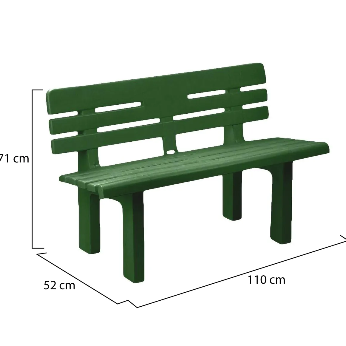 Panchina da esterno Alim, 110x52h71 cm, Verde