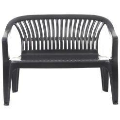 Panchine > Dmora Panchina da Esterno 2 Posti Impilabile 114x55x82h cm, Braccioli Made in Italy - Asmi Nero Antracite