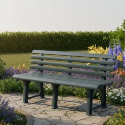 Panchina da Esterno Nero Antracite Materiale Struttura in Plastica Colore Seduta Nero 145x49x74h cm, Sfumatura Colore Struttura Antracite - Artur