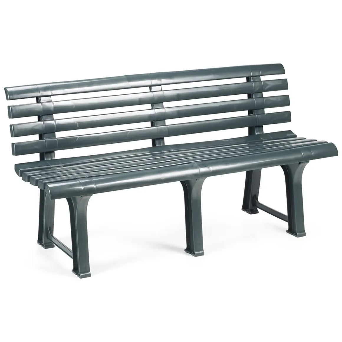 Panchina da Esterno Nero Antracite Materiale Struttura in Plastica Colore Seduta Nero 145x49x74h cm, Sfumatura Colore Struttura Antracite - Artur