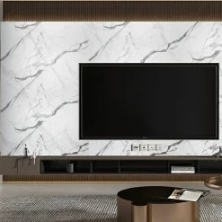 Pannelli Decorativi > Dmora Pannello Decorativo set da 12, Facile da Tagliare, Facile da Installare Texture Realistica 60x0.3 cm, Isolante Acustico Scarsa Isolazione Bianco Marmo