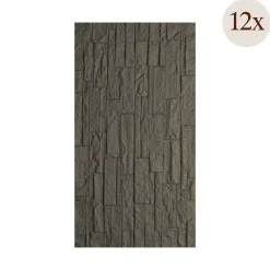 Pannello Decorativo Grigio Ardesia set da 12, Facile da Tagliare, Facile da Installare Texture Realistica 60x2.5 cm, - Torriana