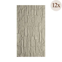 Pannelli Decorativi > Dmora Pannello Decorativo set da 12, Facile da Tagliare, Facile da Installare Texture Realistica 60x2.5 cm, Autoestinguente - Torriana Grigio