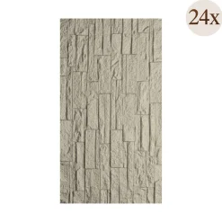 Pannello Decorativo Grigio set da 24, Facile da Tagliare, Facile da Installare Texture Realistica 60x2.5 cm, Autoestinguente - Nulvi