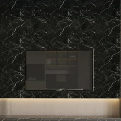 Pannelli Decorativi > Dmora Pannello Decorativo set da 12, Facile da Tagliare, Facile da Installare Texture Realistica 60x0.3 cm, Isolante Acustico Scarsa Isolazione Nero Marmo