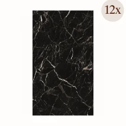 Pannelli Decorativi > Dmora Pannello Decorativo set da 12, Facile da Tagliare, Facile da Installare Texture Realistica 60x0.3 cm, Isolante Acustico Scarsa Isolazione Nero Marmo
