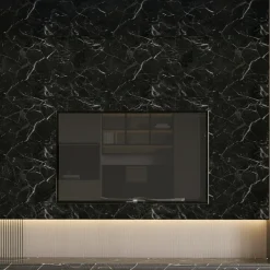 Pannello Decorativo Nero Marmo set da 18, Facile da Tagliare, Facile da Installare Texture Realistica 60x0.3 cm, Isolante Acustico Scarsa Isolazione