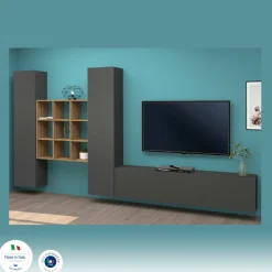 Salotto|Pareti Attrezzate > Dmora Parete attrezzata 3 ante 320cm antracite - Lome Nero Antracite