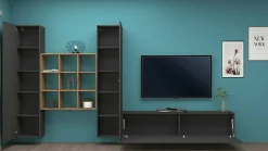 Salotto|Pareti Attrezzate > Dmora Parete attrezzata 3 ante 320cm antracite - Lome Nero Antracite