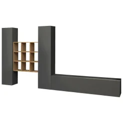 Salotto|Pareti Attrezzate > Dmora Parete attrezzata 3 ante 320cm antracite - Lome Nero Antracite