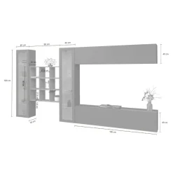 Parete attrezzata 4 ante 350cm bianca lucida - Avella