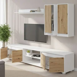 Parete attrezzata 6 ante 200cm bianca e rovere - Astulo